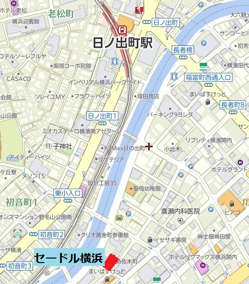 日ノ出町からセードル横浜への地図