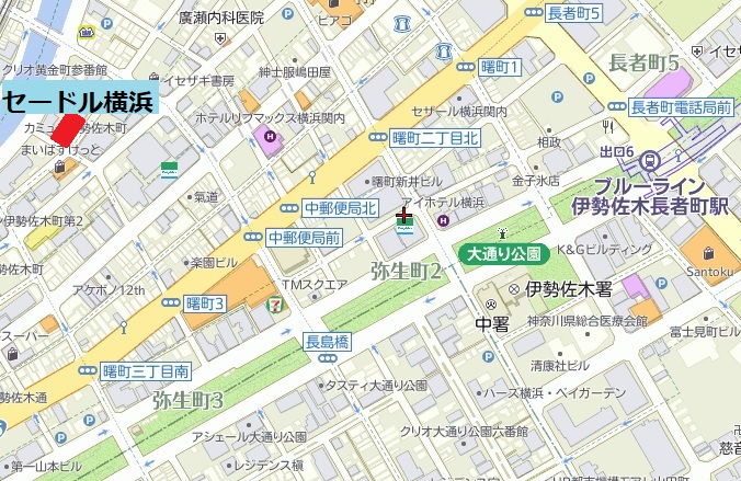 伊勢佐木長者町から横浜への地図