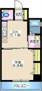 セードル(x02号室)の間取り1DK