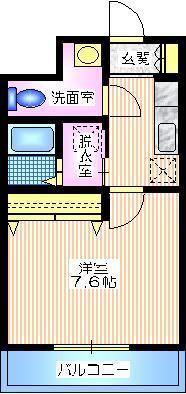 セードル(x03号室)の間取り1K