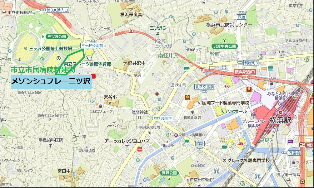 メゾンシュプレー三ツ沢の地図