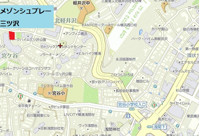 楠橋入口からメゾンシュプレー三ツ沢への地図