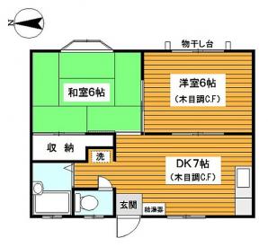 三ツ沢(103号室)の間取り2DK
