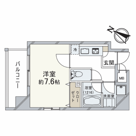 プルミエの間取り1K